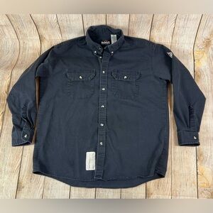Mens Bulwark Excel FR ComforTouch Shirt Flame Resistant Button Up Black Large